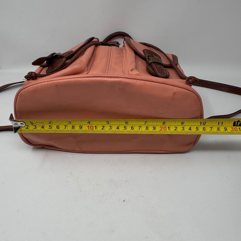 Vintage Italian Leather Backpack Purse – Coral Pink & Brown Made in Italy - Picture 10 of 10